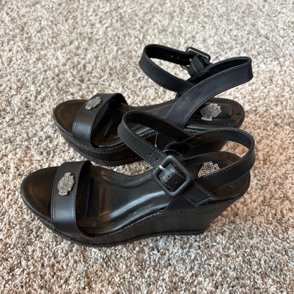Harley Davidson Women's Belmont Platform Wedge Sandals Size 8 - Picture 3 of 8